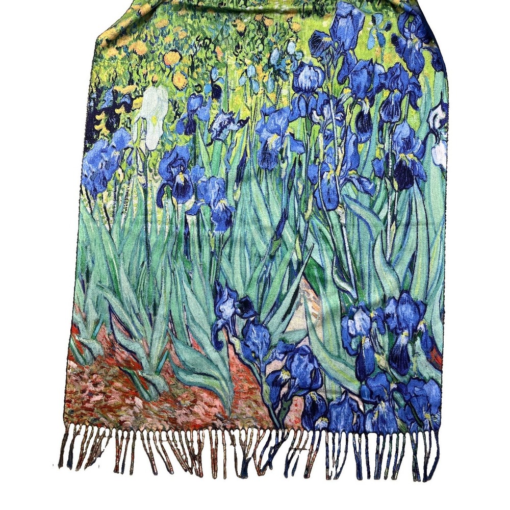 Vincent van Gogh Irises Scarf Cashmere Colorful Floral Made‎ In Germany